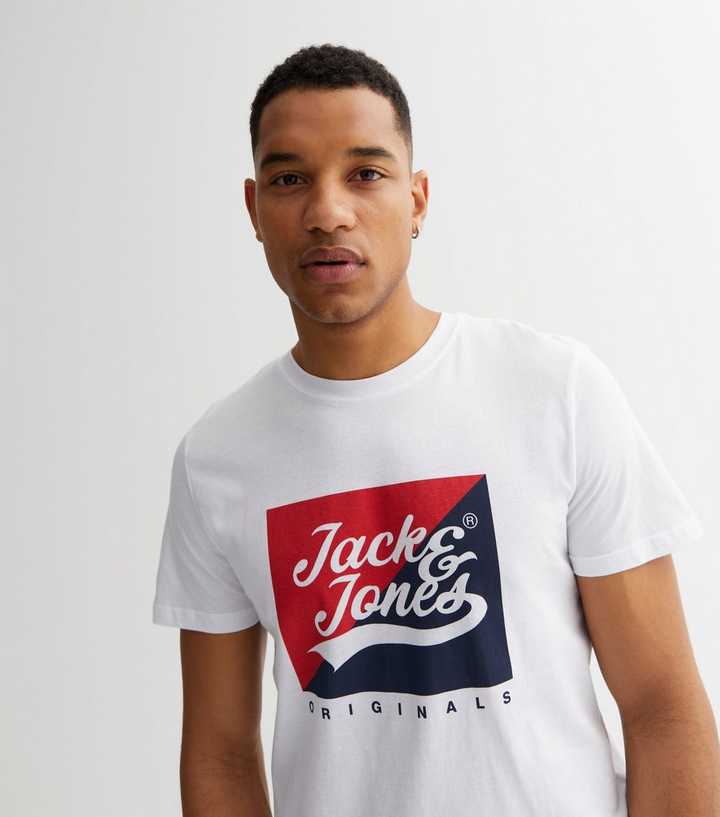 bericht Museum Uitputten Jack & Jones White Crew Neck Logo T-Shirt | New Look
