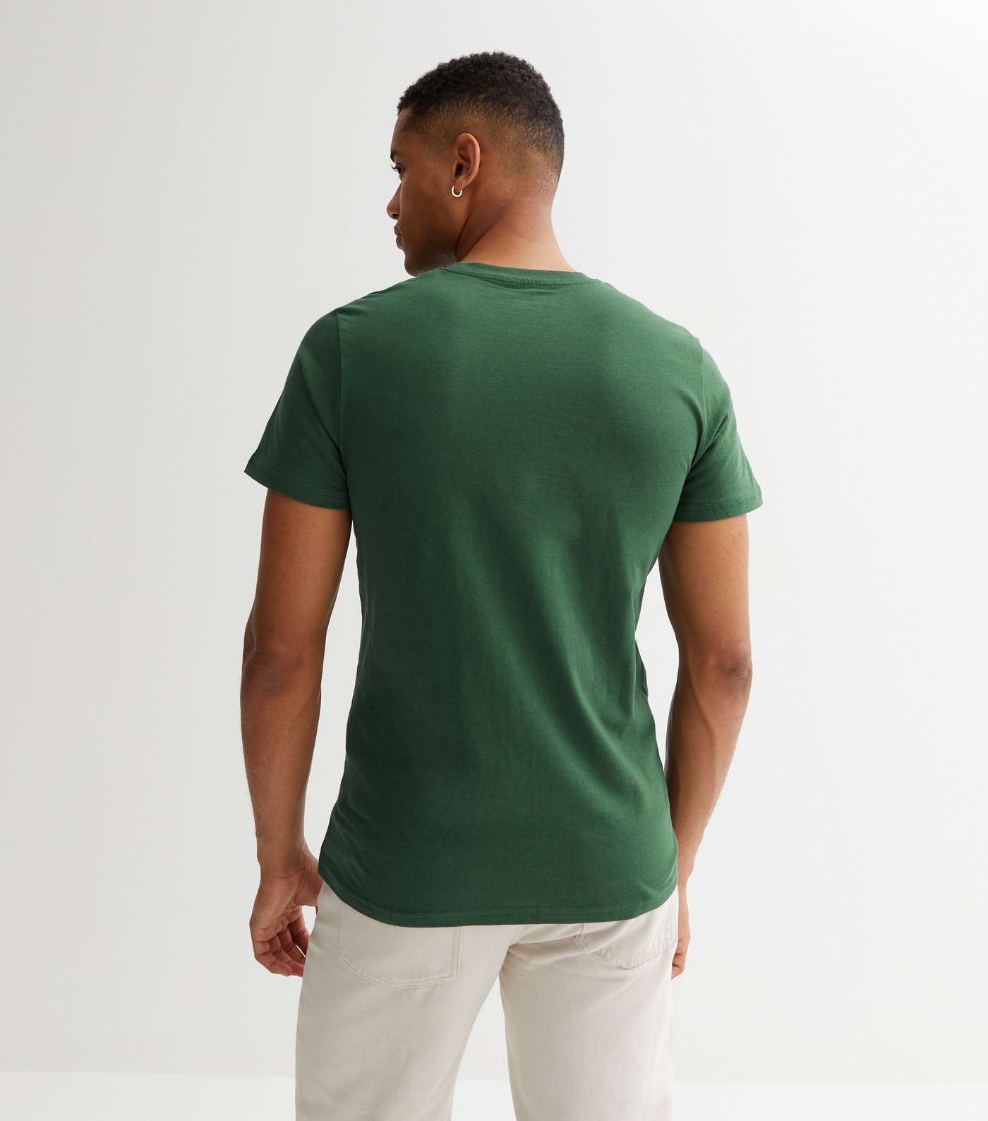 Jack & Jones Khaki Cotton Crew Neck Motif T-Shirt | New Look