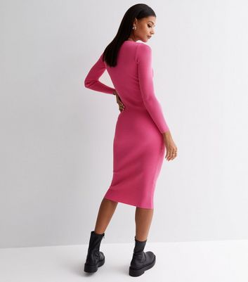 Ladies pink hot sale midi dress