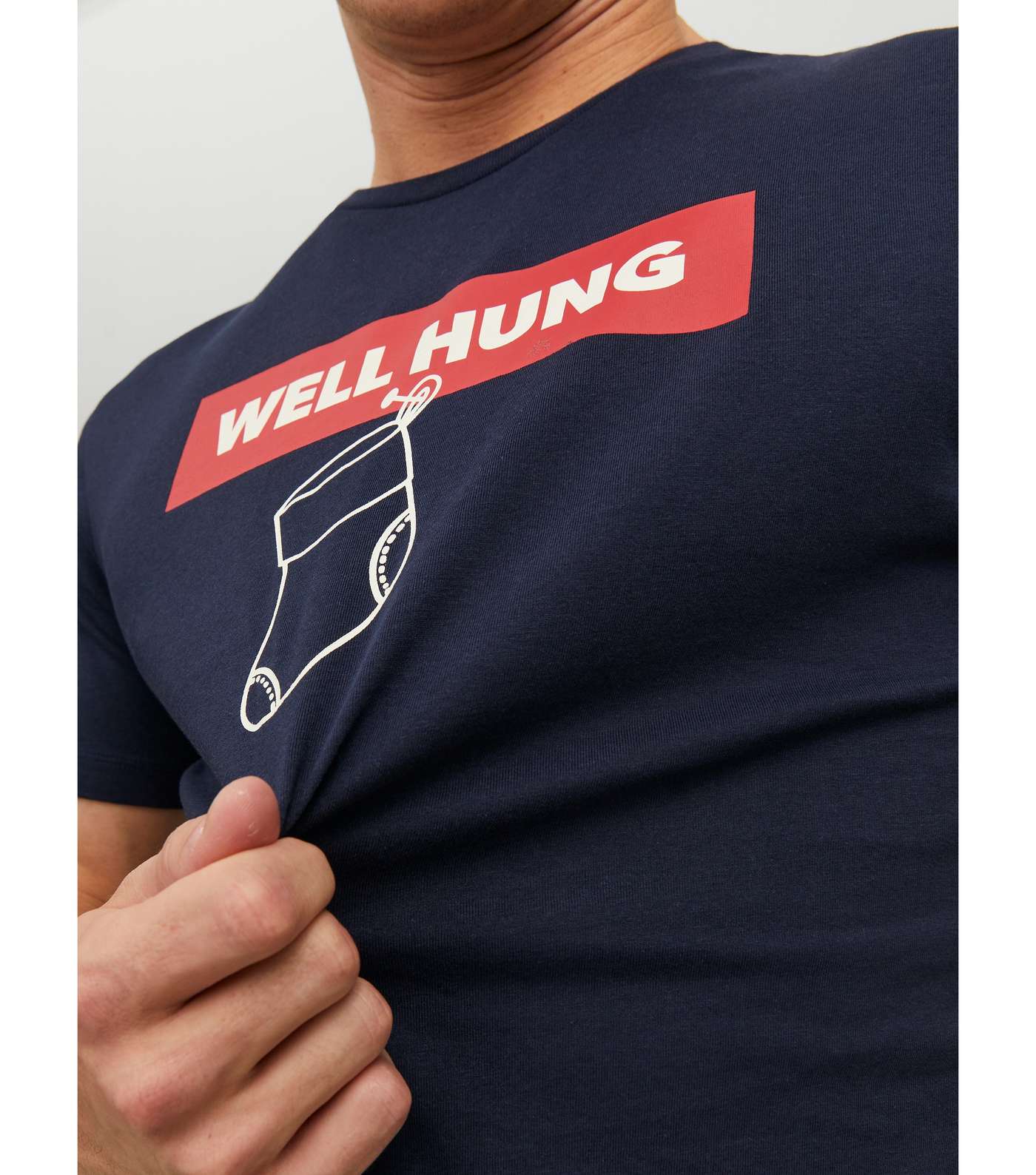 Jack & Jones Navy Well Hung Stocking Logo T-Shirt Image 4
