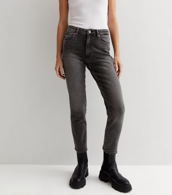 ONLY Dark Grey Stretch High Waist Straight Leg Jeans New Look