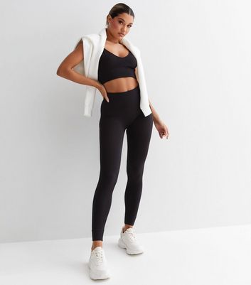 Only Play workout leggings with waistband detail in black