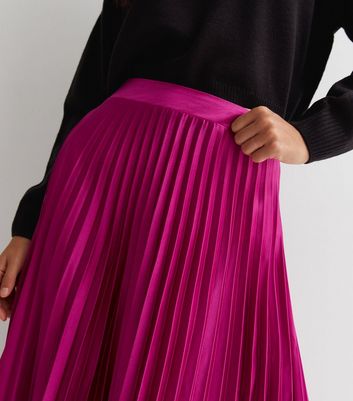 Pink pleated 2024 skirt new look