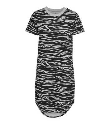 JDY Light Grey Zebra Print Jersey Mini Sweatshirt Dress