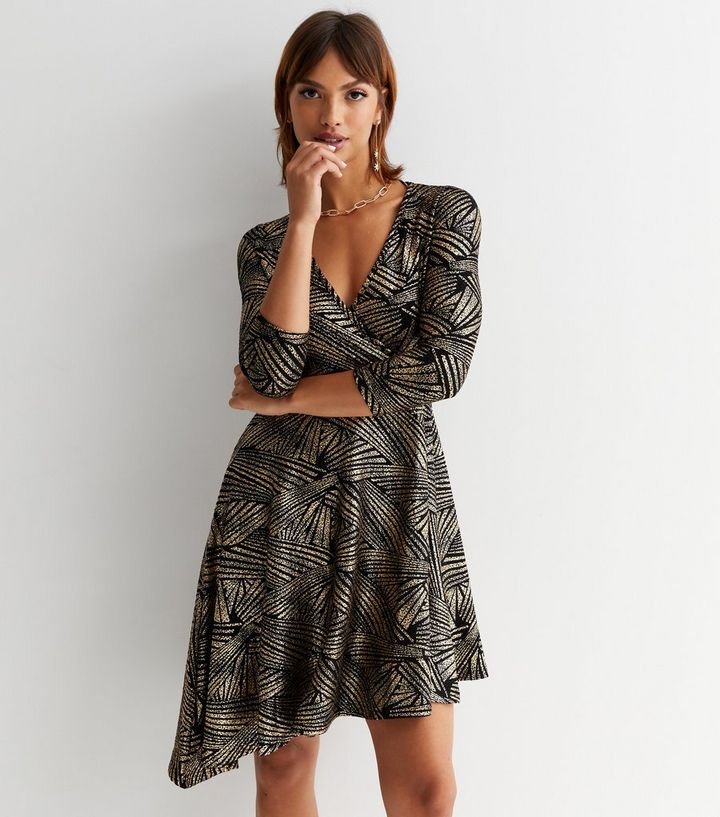 newlook.com | Metallic Animal Print Asymmetric Mini Dress
