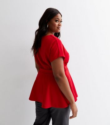 Plus size red store peplum top