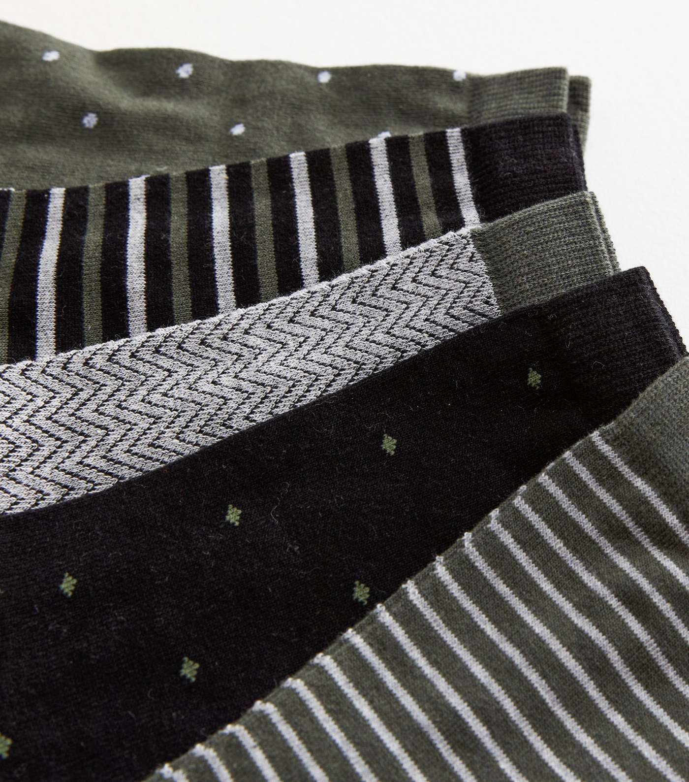 5 Pack Grey Black and Khaki Mixed Pattern Socks Image 3