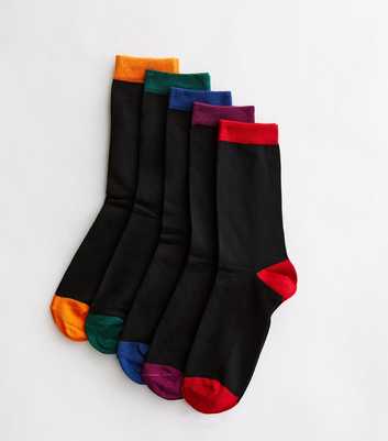 5 Pack Multicoloured Colour Block Stretch Socks