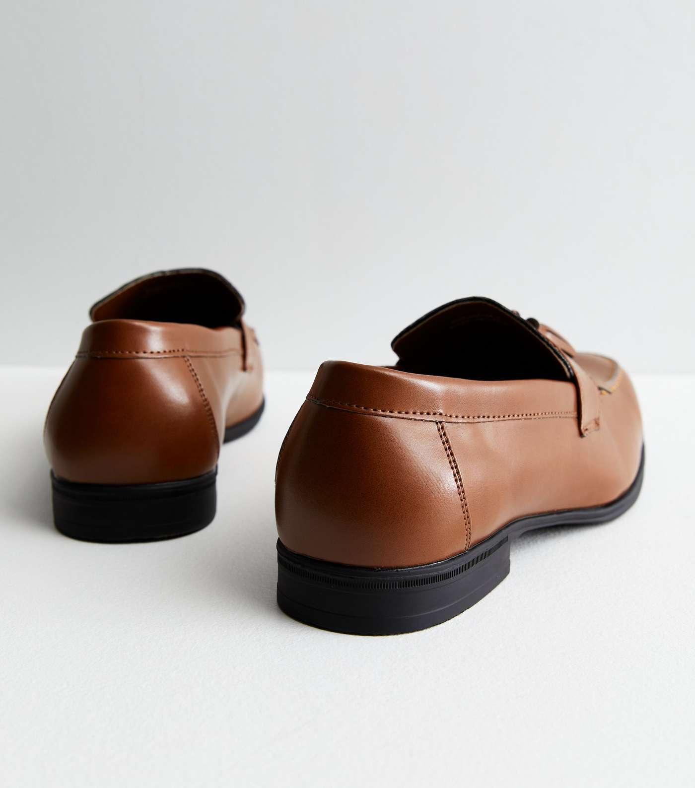 Rust Leather Look Tassel Trim Loafers Image 4