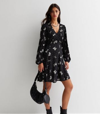 Missguided floral & polka 2024 dot wrap tea dress