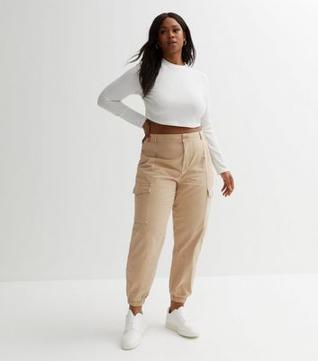 Taupe Relaxed Leg Jersey Cuffed Trousers  Bonmarché