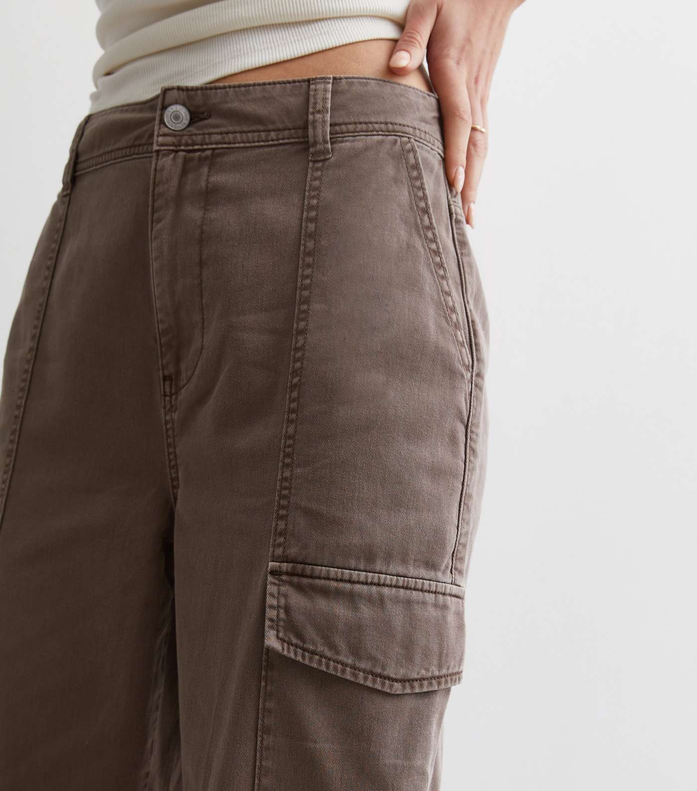 Mink Cotton Cuffed Cargo Trousers Image 3