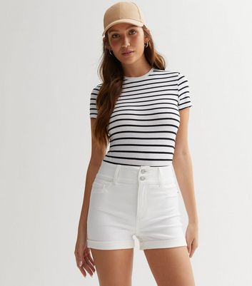 High waisted double 2025 button shorts