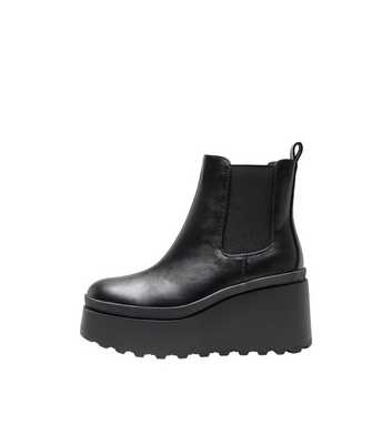 ONLY Black Chunky Wedge Heel Chelsea Boots