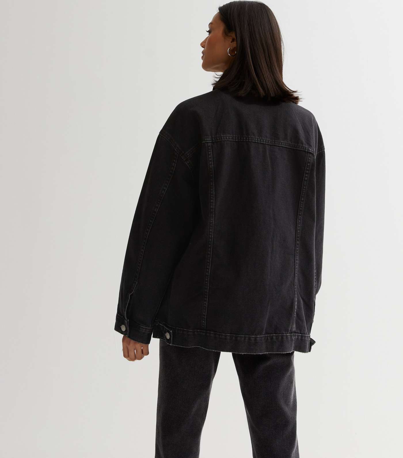 Black Denim Oversized Jacket Image 4