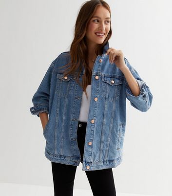 Blue Denim Oversized Jacket New Look