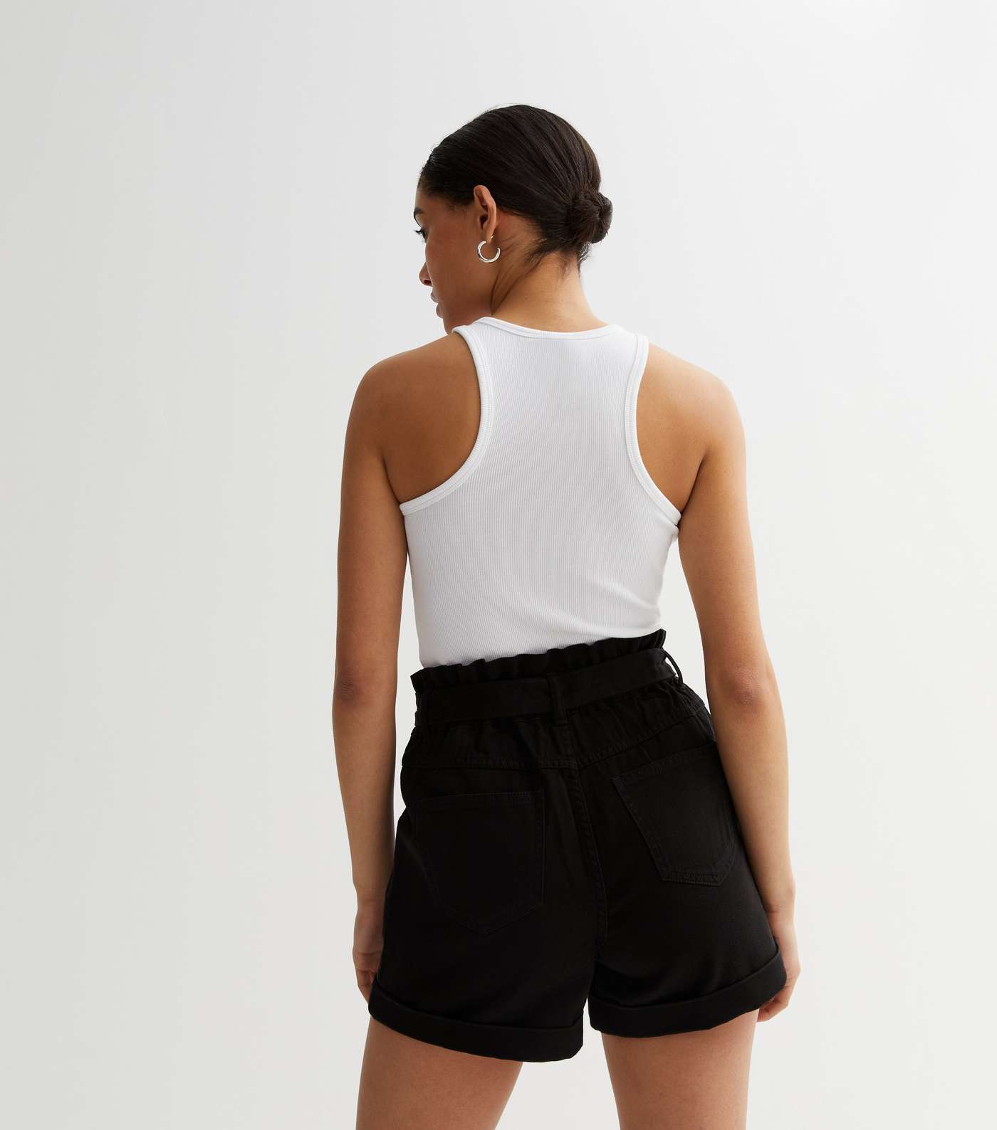 Black Belted Paperbag Shorts Image 4