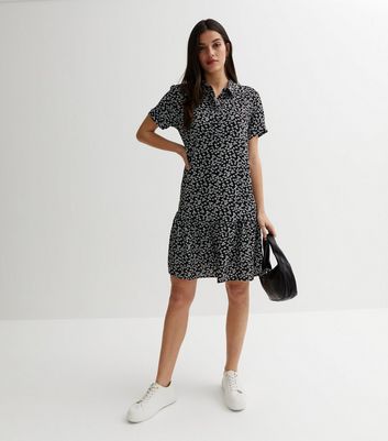 Black frill clearance shirt dress