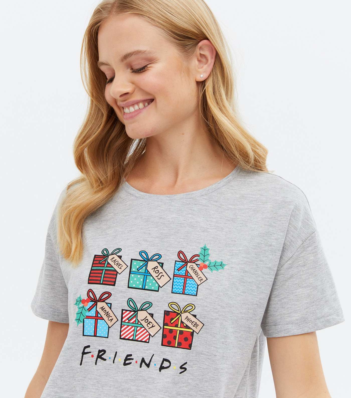 Grey Jogger Pyjama Set with Friends Christmas Gift Logo Image 2