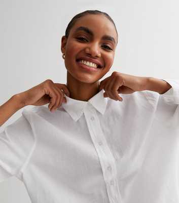 White Linen-Look Oversized Shirt