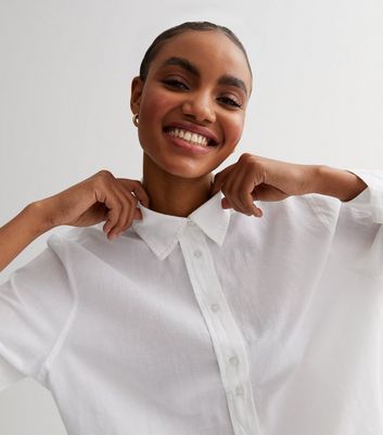 White Linen-Look Oversized Shirt | New Look