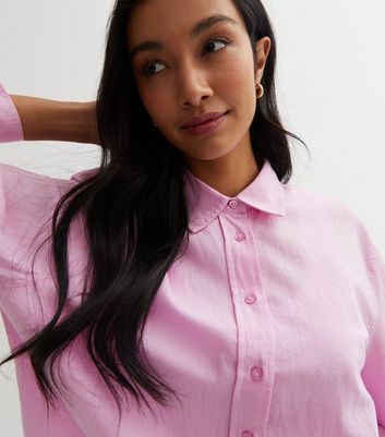 new look pink linen shirt