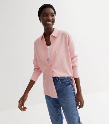 Curves Pink Check Pocket Front Shirt | New Look