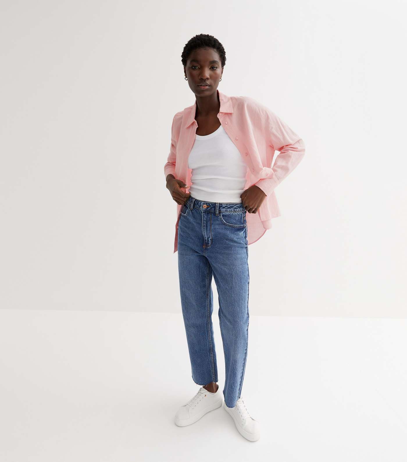 Pink Linen-Look Oversized Shirt Image 3