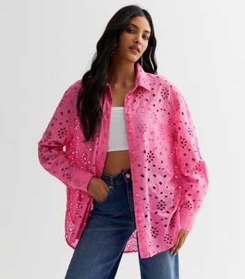 Pink Broderie Long Sleeve Shirt
