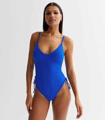 Bright Blue Strappy Ruched Side Multiway Swimsuit