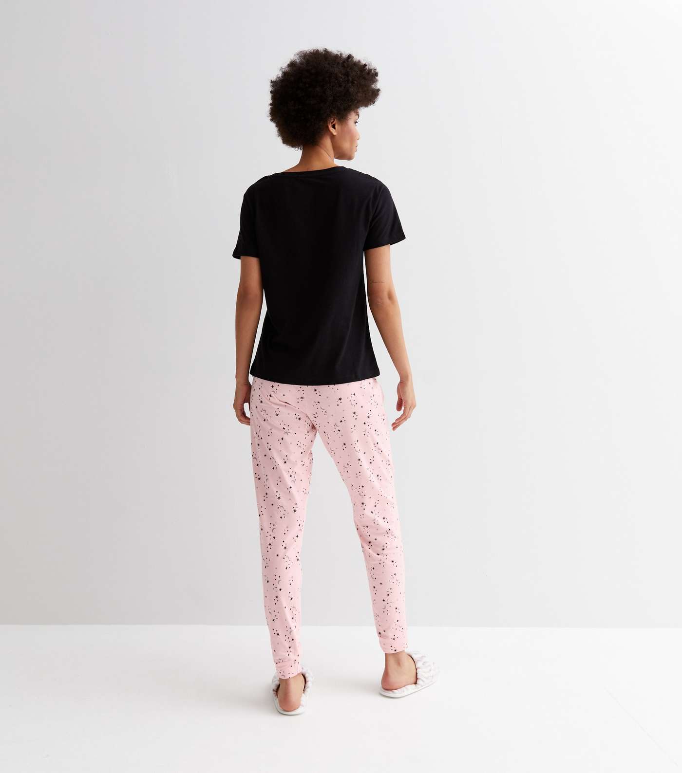 Black Jogger Pyjama Set with Dreamer Embroidery Image 4