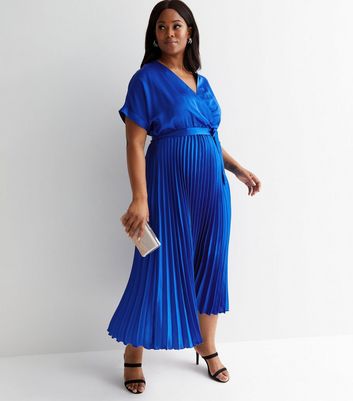 Royal blue 2024 pleated dress