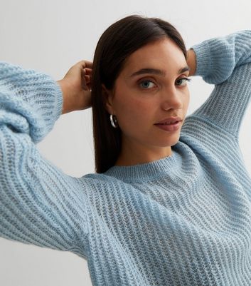 JDY Blue Knit Crew Neck Long Sleeve Jumper | New Look