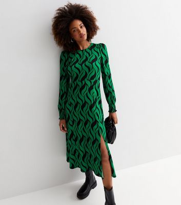 Midi dress long 2024 sleeve new look