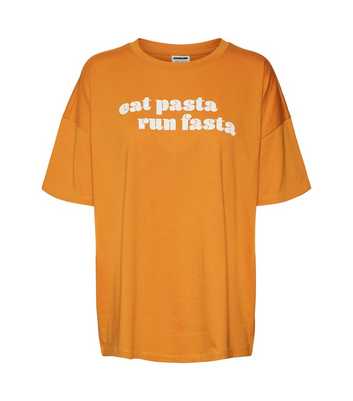 Noisy May Bright Orange Eat Pasta Logo T-Shirt