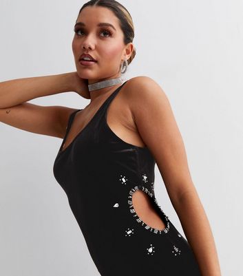 ASOS DESIGN muscle bodysuit in navy velour