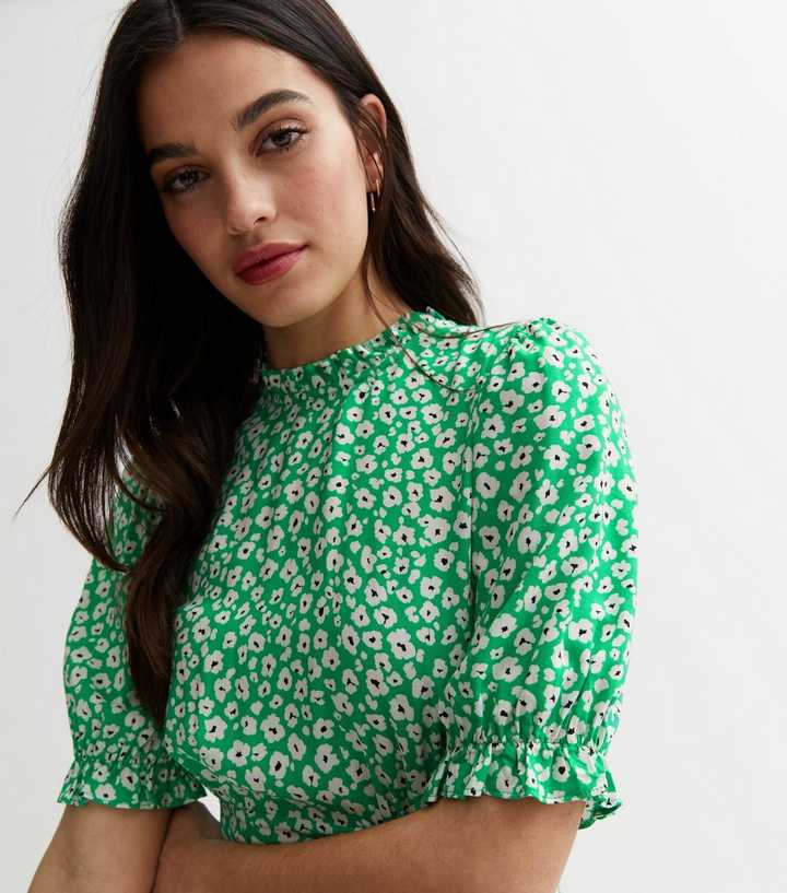 Viridiana Green Floral Puff Sleeves Mini Dress – HEYCHIC