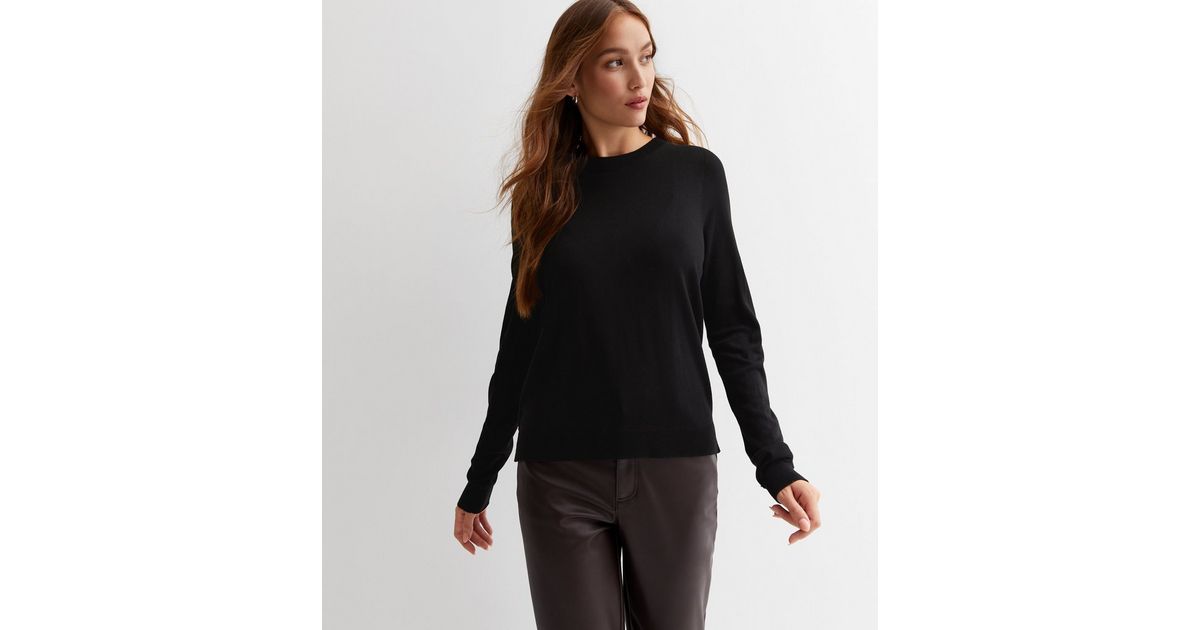 Black Crew Neck Long Sleeve Jumper | New Look