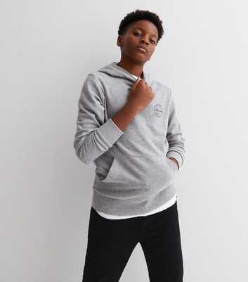 Jack & Jones Junior Pale Grey Jersey Logo Hoodie