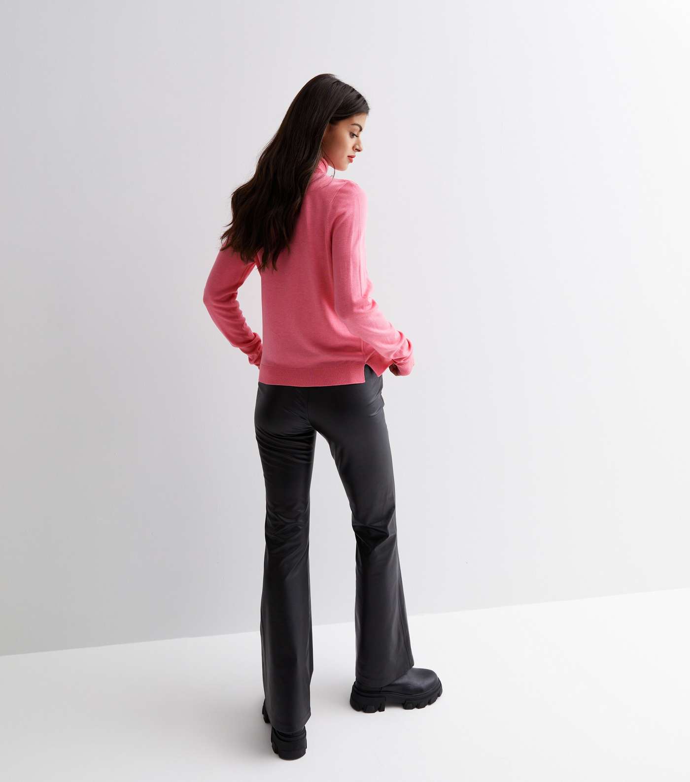Pink Knitted Roll Neck Jumper Image 4