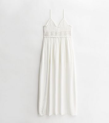 White Crochet Maxi Beach Dress New Look