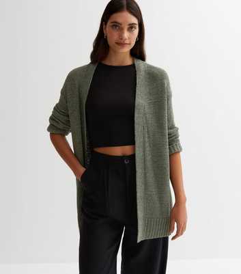 Olive Knit Split Hem Cardigan