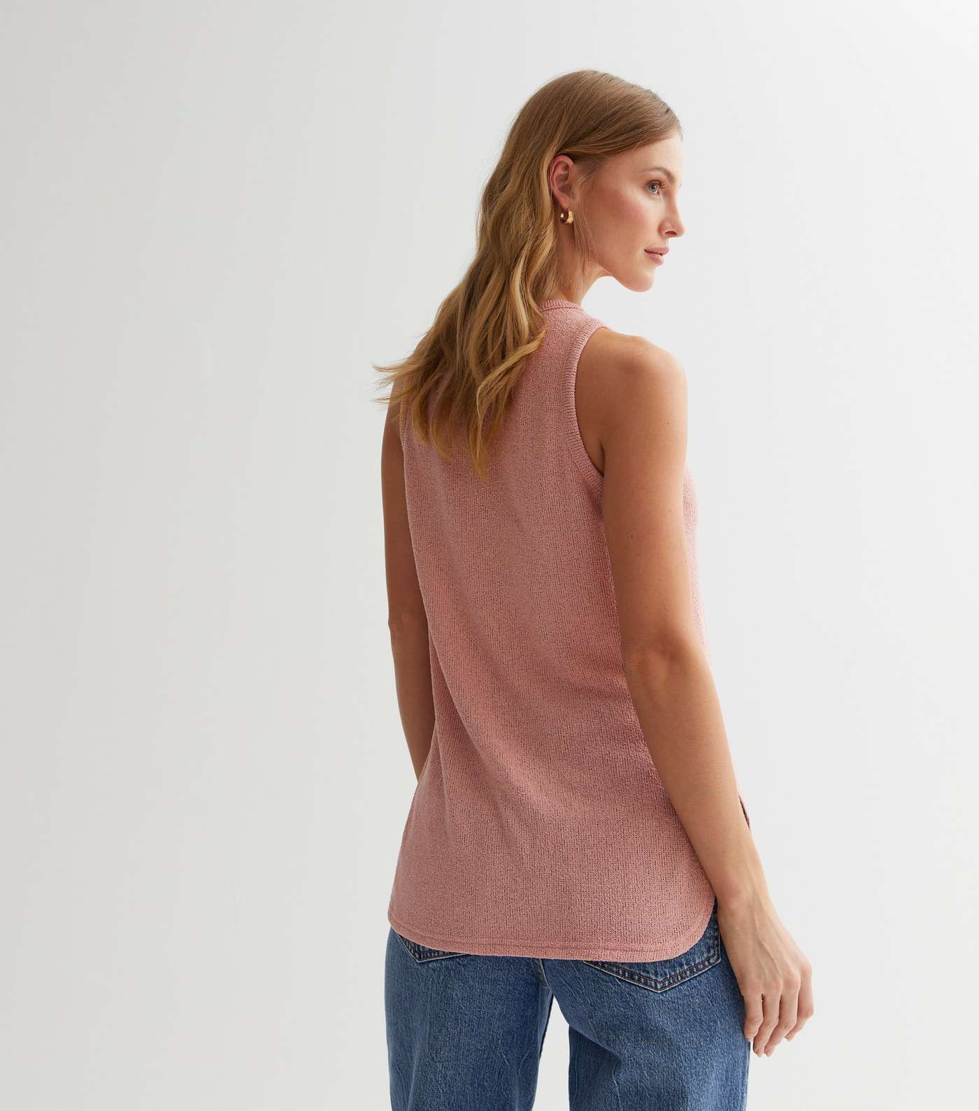 Mid Pink Fine Knit Towelling Vest Image 4