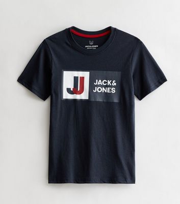 Jack & Jones Junior Navy JJ Logo T-Shirt New Look