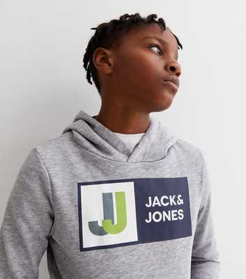 Jack & Jones Junior Pale Grey JJ Logo Hoodie