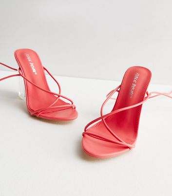 Red sandal heels new on sale look