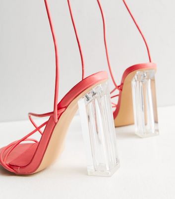 Red clear online sandals