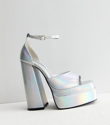 Holographic sales block heels