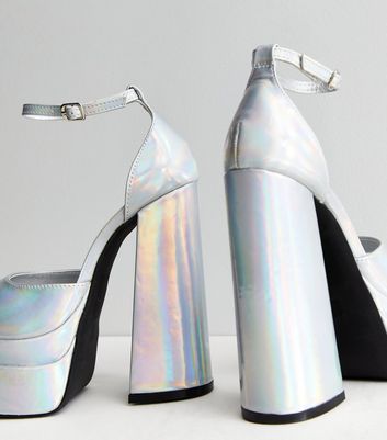 Holographic discount chunky heels