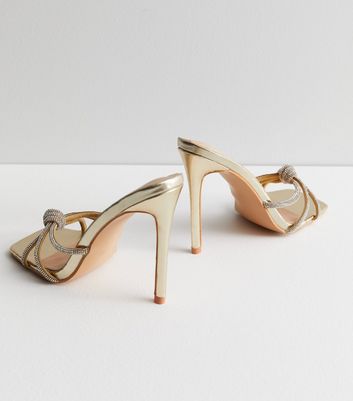 Gold high outlet heel mules